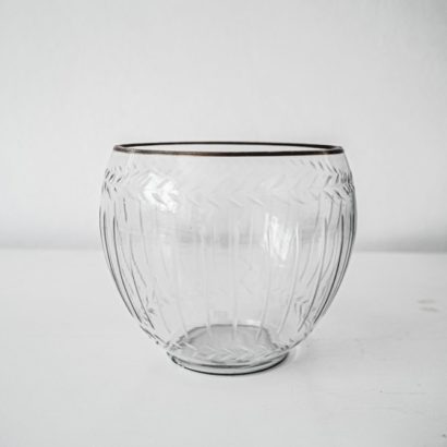 Bowl cristal cortado orilla dorada