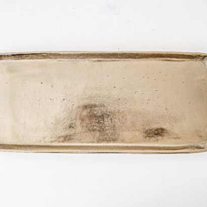 Bandeja rectangular metal dorada pequeña